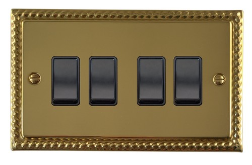 G&H Monarch Roped Polished Brass MBB Light Switches, Plug Sockets, USB, Dimmers - Picture 10 of 47