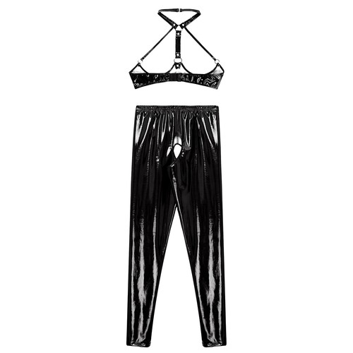Woman Crop Top With Pants High Waist Lingerie Sets Harness Vest Pantyhose Suit - Picture 18 of 162