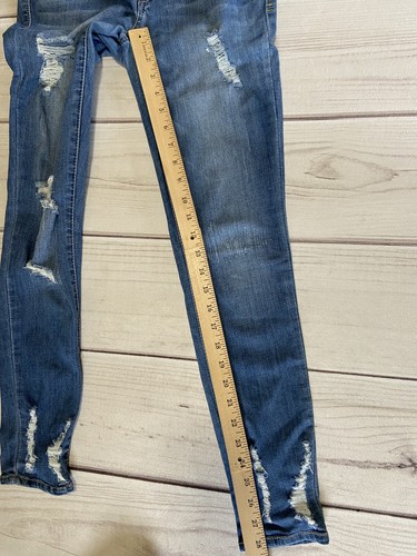 ASTOR Denim Juniors' Size 5 Blue Distressed Skinny Leg Jeans Stretch - Picture 8 of 9