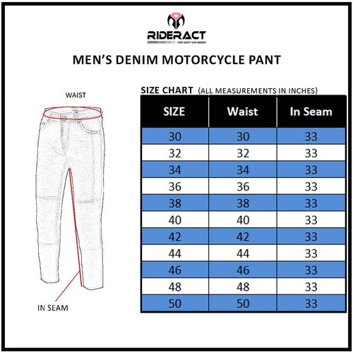 RIDERACT® Men Motorbike Pant Reinforced with Aramid Fiber Motorcycle Biker Jeans - Picture 11 of 11