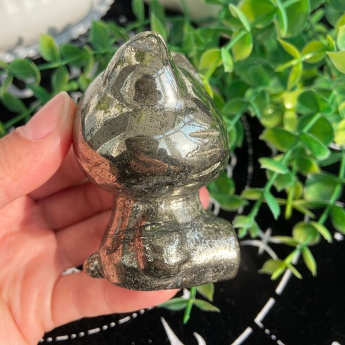 Pietra di pirite 387 g Hello Kitty gatto intaglio quarzo cristallo esemplare guarigione - Foto 3 di 8