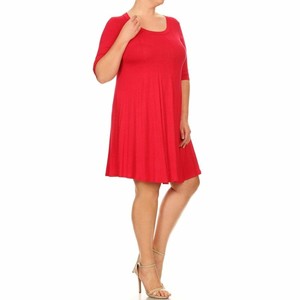 Women-039-s-Solid-Jersey-Plus-Size-Knit-Dress
