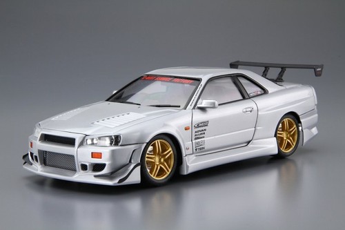 Aoshima 1/24 Scale Model Tuned Car Kit C-West Nissan Skyline GT-R R34 BNR34 2002 - Picture 2 of 4
