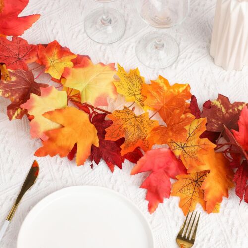 Fovths 16 Pieces Fall Leaves Maple Garland 5.8ft/pc Fall Decor Artificial Fol... - Picture 5 of 7