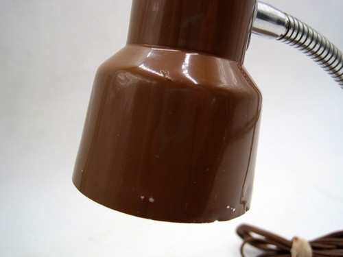 Vintage 70s 80s Wood Grain Metal Mini Small Desk Office Table Lamp Mid Century - Picture 3 of 4