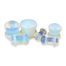Pair of SINGLE FLARE Opalite Stone Plugs organic gauges PICK SIZE