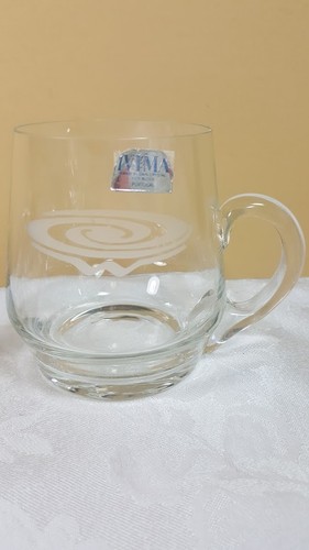 Taza de vidrio (S) grabada gris Ivima geométrica Portugal soplada a mano cristalina - Imagen 1 de 9