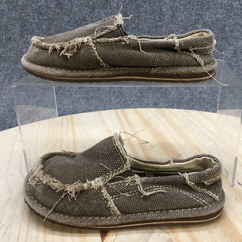 The Childrens Place Shoes Youth 10 Slip On Loafers Brown Canvas Casual Flats - Picture 2 of 10