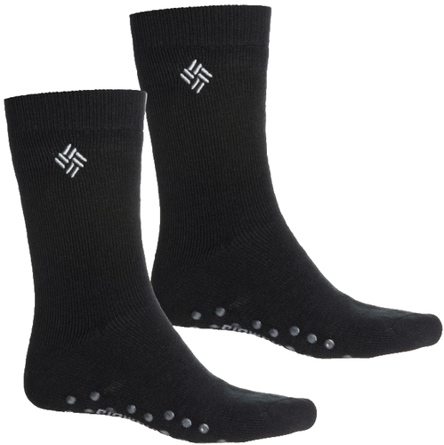 COLUMBIA Mens (2 PR) Black Fleece Lined Non-Skid Lounge SOCKS L(6-12) 173069 NIP - Picture 2 of 3