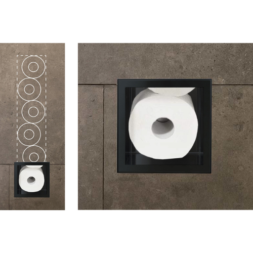 Unterputz Wandnische Toilettenpapieraufbewahrung WALL BOX PAPER 3 Schwarz - Bild 4 von 5