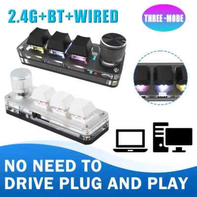 RGB Mini Macro Keyboard Custom Programming 3 Keys 1 Knob 2.4G Bluetooth Keypad