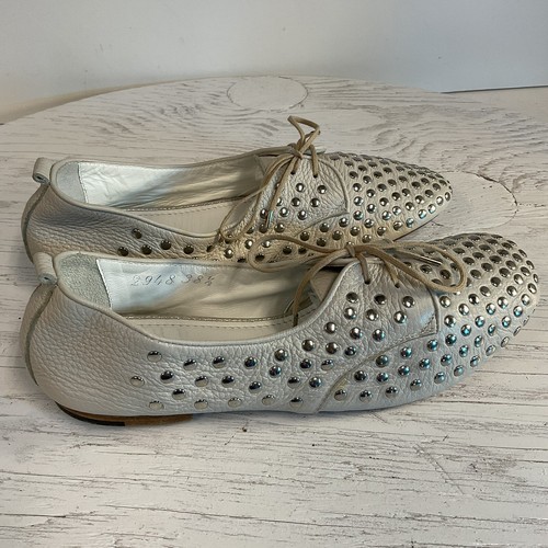 Rocco P Reverso Size US 8 Eur 38.5 VTG Gray Leather Studded Shoe 2948 - Picture 9 of 24