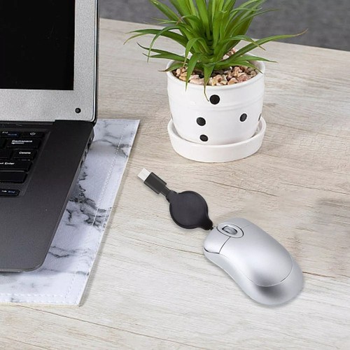 Retractable Cable Wired Mouse Mini Computer Mouse Creative USB C Mouse - Picture 8 of 15