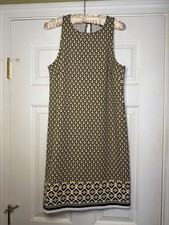 Banana Republic Women's Dress Size XS Yellow, Black & White Geometric Sleeveless