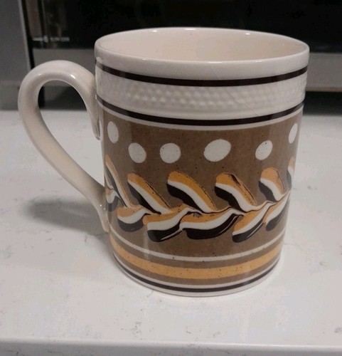 Winthrop & Swann Mokkaware Kaffeebecher England Rouletted Twig grau hellbraun braun Tasse
