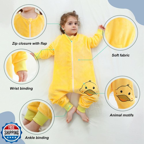 MICHLEY Saco de Dormir de Franela para Niños Pequeños con Pies, Saco de Dormir Manga Larga para Bebé - Imagen 3 de 5