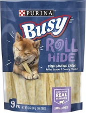 Purina Busy Rawhide Small/Medium Breed Dog Bones, Rollhide - 9 ct. Pouch