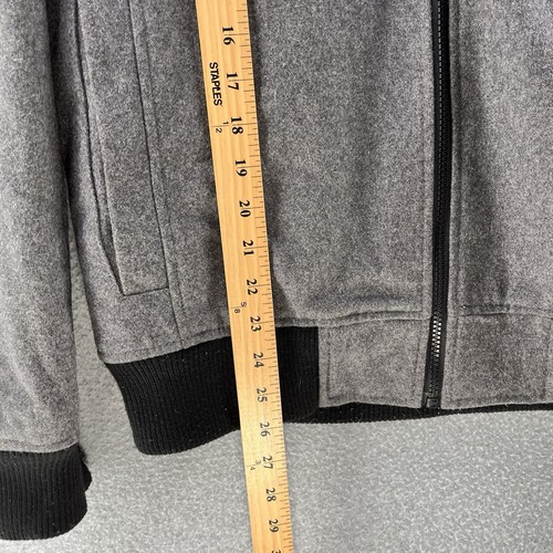 Guess Mens Coat Jacket Large L Zip Up Gray Wool Blend Lined Pockets Preppy - Picture 8 of 14