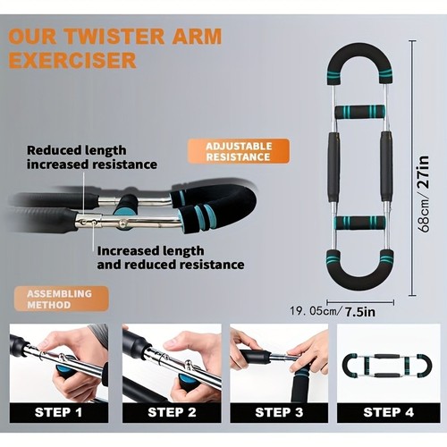 Shake Twister Arm Trainer, Esercitatore Braccio Twister Espansore Petto Regolabile - Foto 3 di 10