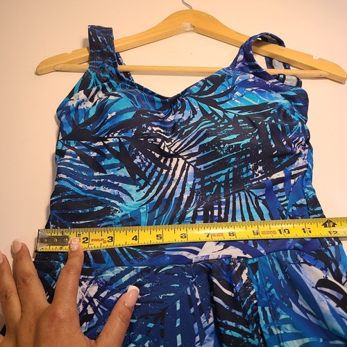 Shore Shapes Swimwear One Piece Swimsuit Dress Leafy Tummy Control Size 8 Blue - Picture 6 of 13