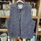 Men's Neiman Marcus Navy Blue Goat Leather Lined Suede Diamond Quilt Zip Up Vest