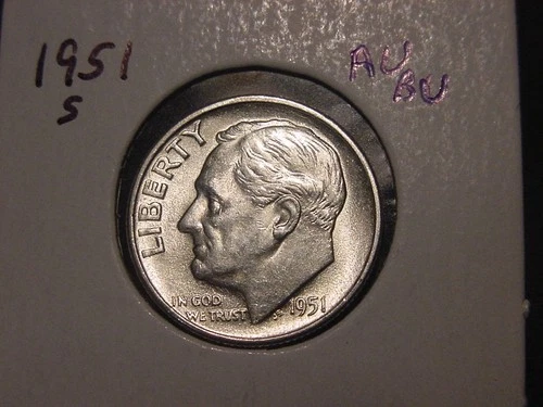 1951-S ROOSEVELT DIME AU BU NICE ORIGINAL BETTER DATE COIN FREE SHIPPING