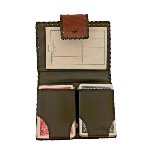 Juego de 2 barajas de cartas, 54 piezas cada una, en estuche de cuero Hecho en España - Imagen 1 de 5
