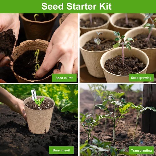 65 Pcs Organic Peat Pots, 3.15 Inch Nursery Pot, Round Plant Seedling Pots wi... - Picture 4 of 8