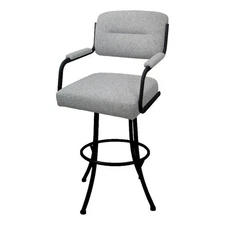 Tobias Designs 30" Swivel Metal & Fabric Bar Stool in Black and Charcoal
