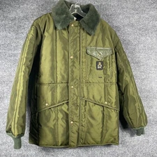 VTG Refrigiwear Jacket Mens M Green Hooded Insulated Cold Weather Outdoors USA