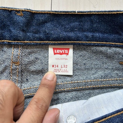 90s Levi's 505 USA Made Indigo Denim W34 L32 One Wash Scovill Zip F/S - Picture 15 of 19
