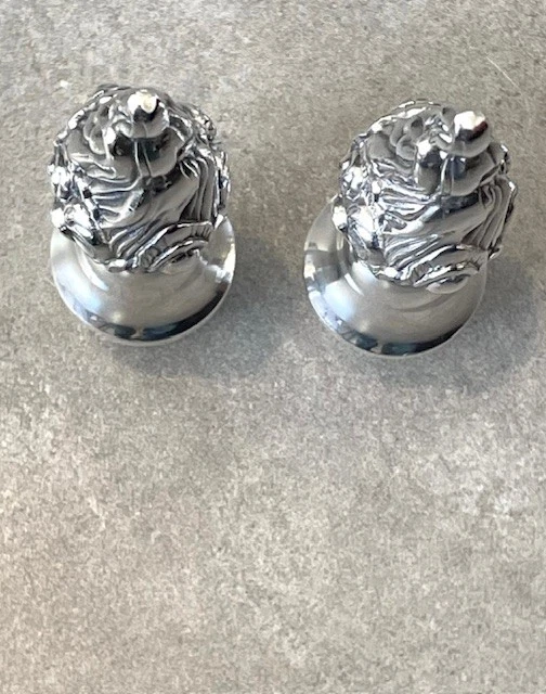 RARE ~ Set Of 2  Antique  Silverplate Candelabra Flame Finial Hammer Symbol - Image 2 of 4