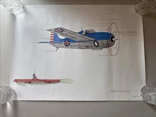 VTG 2003 F4F Grumman Wildcat Navy Fighter Plane WWII Drawing Military Art Poster