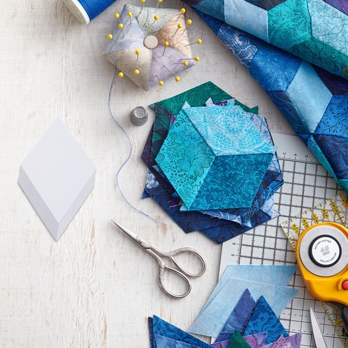 Papel trocelador de papel de 72 grados diamante de 1,5", plantilla de edredón de papel inglés 100 un. - Imagen 5 de 6