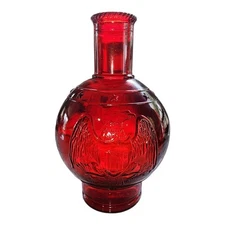 Vintage Wheaton NJ Ruby Red Glass Fire Extinguisher Bottle Eagle Shield & Stars