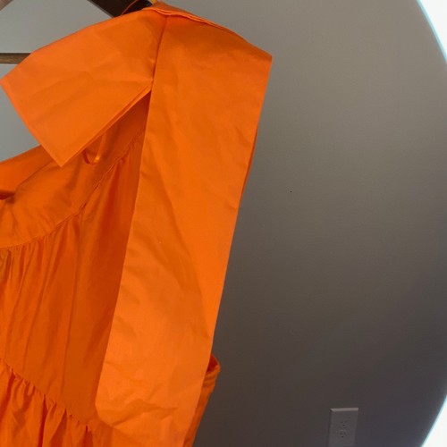 Maxi Vestido Who What Wear Un Hombro en Niveles Talla S Naranja Fiesta Informal - Imagen 5 de 9