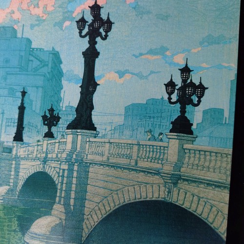 Schermo pieghevole in alluminio xilografia stampe paesaggio Kawase Hasui - Foto 7 di 11