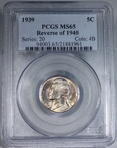 1939 Reverse of 1940 Jefferson Nickel PCGS graded MS 65