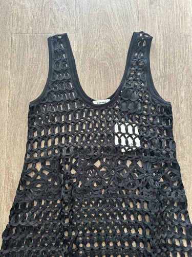 Sandro Regina Maxi Dress Black Crochet Open Weave Stretchy LBD 38 10-12 NWT £319 - Picture 23 of 24