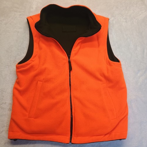 Huntworth Vest Mens M Green Orange Wool Blend Fleece Reversible Hunting Work - Picture 6 of 7