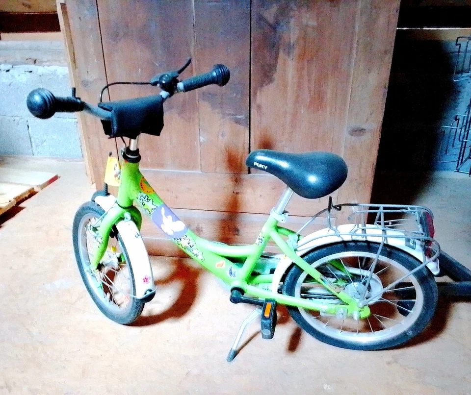 leichtes Puky Fahrrad 16 Zoll grün Gepäckträger Kinderfahrrad höhenverstellbar - Bild 4 von 4