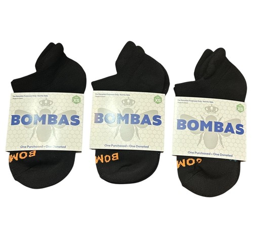 Bombas Youth 3 Pair Ankle No Show Socks -6778 X-Small (Kids Shoe Size 1-6)