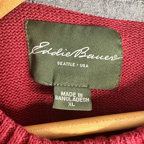 eddie bauer seattle sweater mens xl red heavyweight cotton crew pullover preppy - Picture 3 of 4