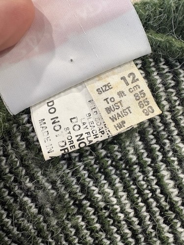 Barricade Knitwear Sydney Size 12 Sunday Angora Vintage Retro Green White Jumper - Picture 11 of 13