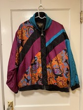 Vtg Casual Isle Plus Windbreaker Warm Up Track Suit Jacket Color Block 1X