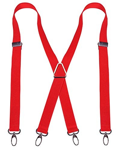 Tirantes de 1 pulgada para hombre con 4 ganchos giratorios 43,3" (L) * 1" (W) rojo - Imagen 1 de 5