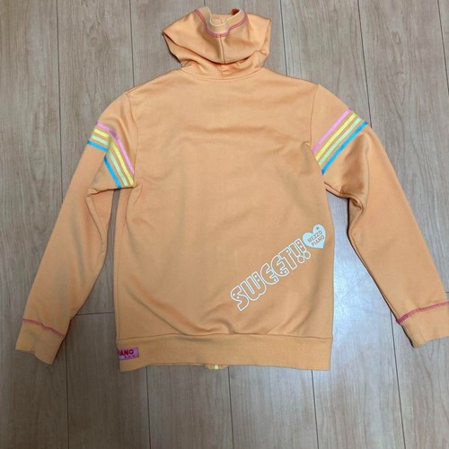 Mezzo Piano Orange hooded sweatshirt with ice cream embroidery, size Medium - Picture 2 of 4