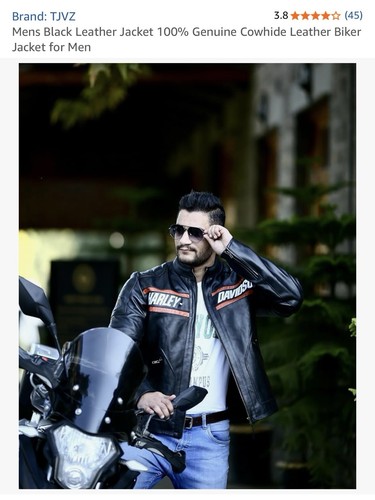 Chaqueta de motociclista TJVZ para hombre 100 % cuero de vaca genuino, negra, 3XL (B30) - Imagen 4 de 5