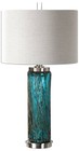 Uttermost Almanzora 29 3/4" Blue Glass Cylindrical Table Lamp