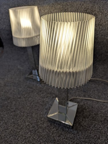 Paar 16 Zoll verspiegelte Tischlampen Kartell Stil transparente Schirme Wilkinsons - Bild 8 von 12